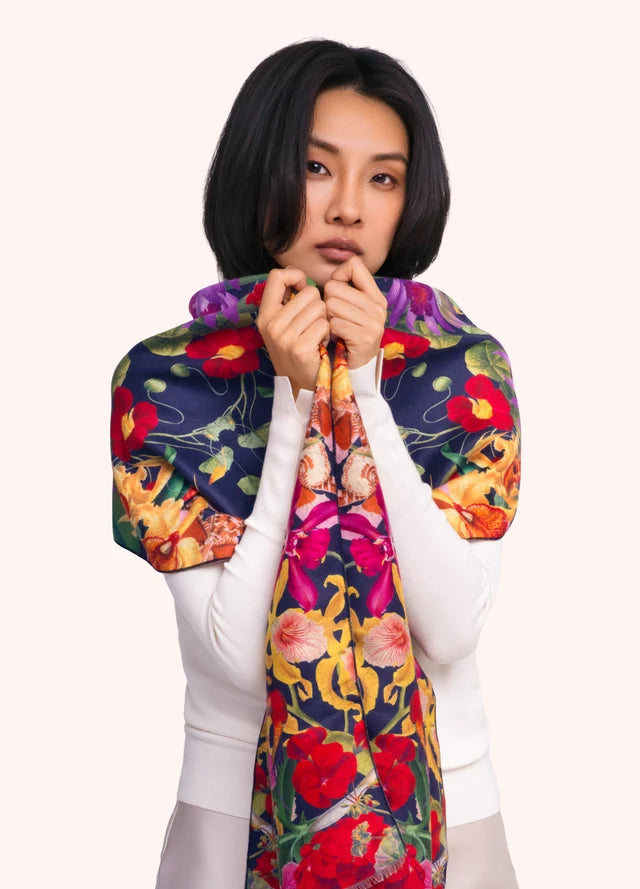 LUX17 - Botanical Kaleidoscope Lux Print Scarf-09-Accessories-Powder-Krista Anne's Boutique, Women's Fashion and Accessories Located in Oklahoma City, OK and Black Mountain, NC