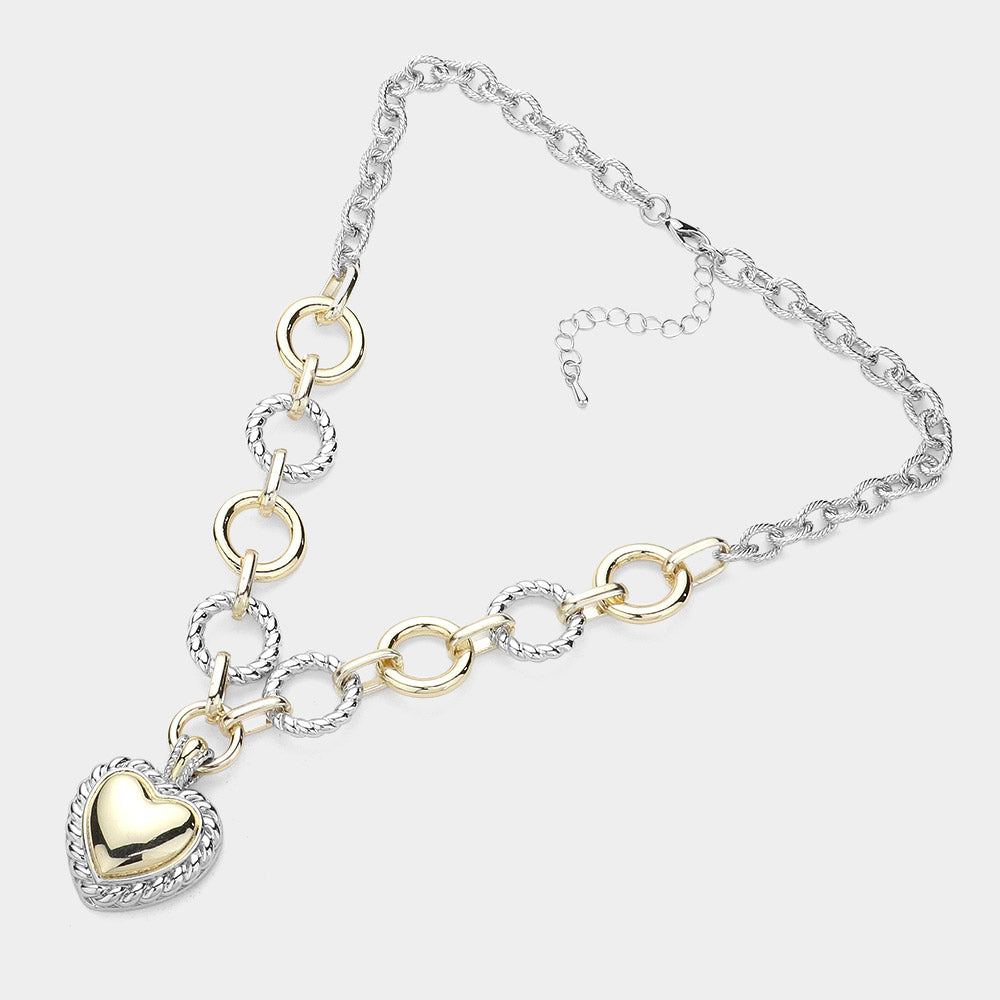 MN9076 - Amora Linked Heart Necklace-10-Jewelry-Wona Trading, Inc.-Krista Anne's Boutique, Women's Fashion and Accessories Located in Oklahoma City, OK and Black Mountain, NC