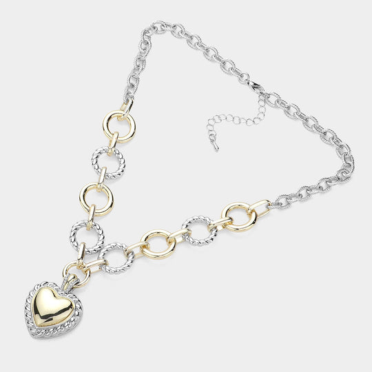 MN9076 - Amora Linked Heart Necklace-10-Jewelry-Wona Trading, Inc.-Krista Anne's Boutique, Women's Fashion and Accessories Located in Oklahoma City, OK and Black Mountain, NC
