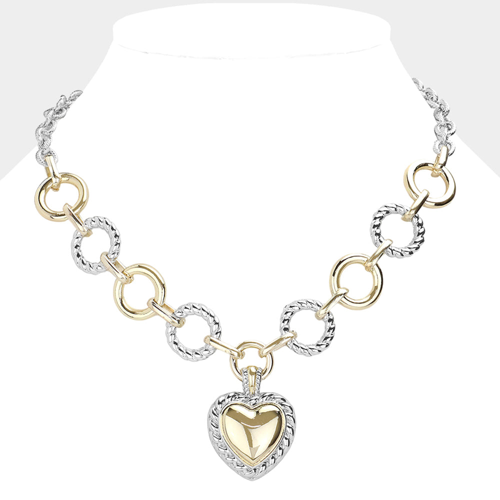MN9076 - Amora Linked Heart Necklace-10-Jewelry-Wona Trading, Inc.-Krista Anne's Boutique, Women's Fashion and Accessories Located in Oklahoma City, OK and Black Mountain, NC