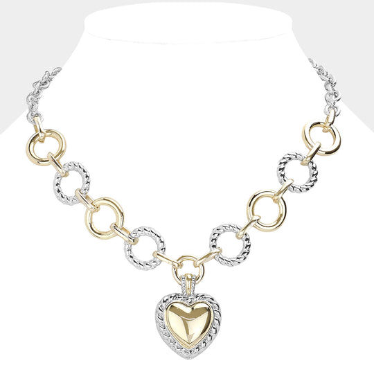 MN9076 - Amora Linked Heart Necklace-10-Jewelry-Wona Trading, Inc.-Krista Anne's Boutique, Women's Fashion and Accessories Located in Oklahoma City, OK and Black Mountain, NC
