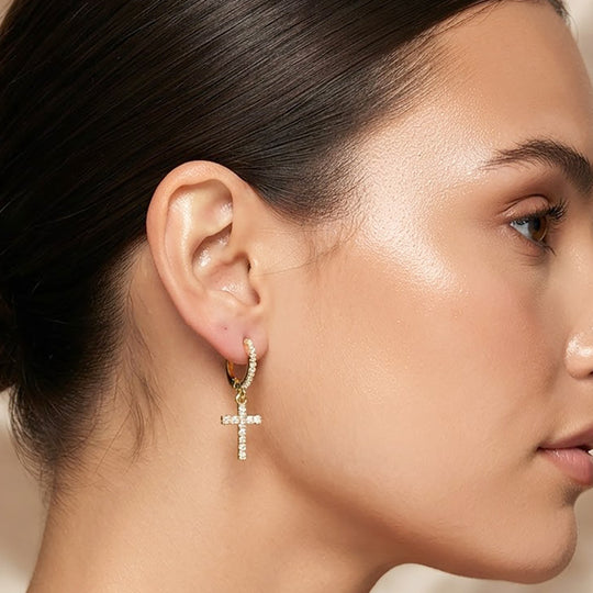 MSE5606 - Pave Cross Earrings