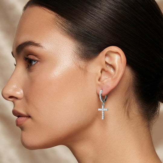 MSE5606 - Pave Cross Earrings