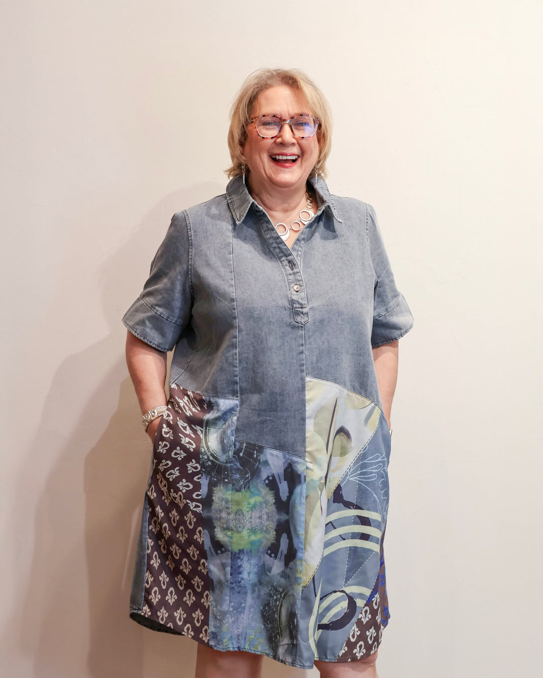 Rina-1 - Mix Media Dress-06-Dresses/Jumpsuits-Lior-Krista Anne's Boutique, Women's Fashion and Accessories Located in Oklahoma City, OK and Black Mountain, NC