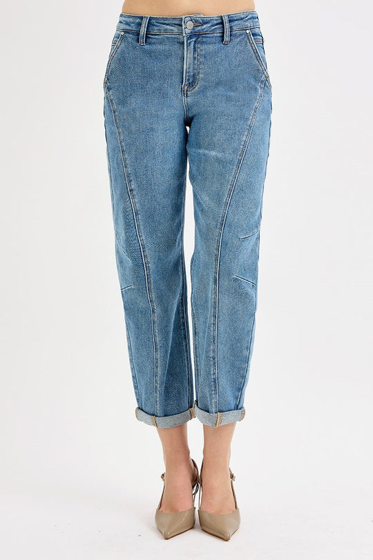 PGA21249 - Slouchy Crop Barrel Jeans-04-Bottoms-Risen Jeans-Krista Anne's Boutique, Women's Fashion and Accessories Located in Oklahoma City, OK and Black Mountain, NC