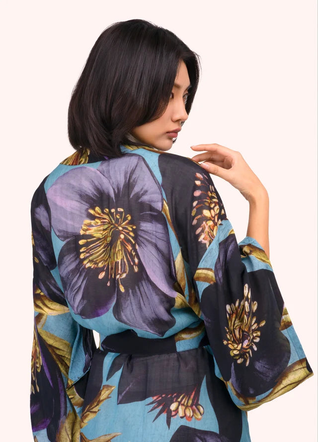 PKG77 - Hellebore Long Kimono Gown-01-Jackets/Blazers-Powder-Krista Anne's Boutique, Women's Fashion and Accessories Located in Oklahoma City, OK and Black Mountain, NC