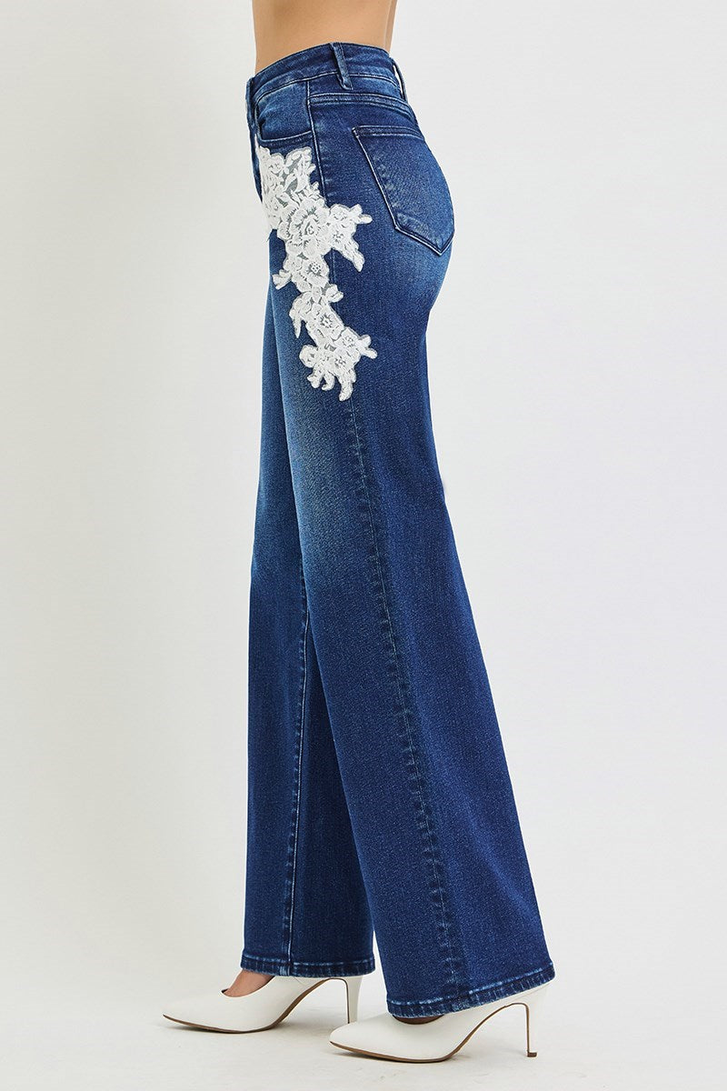 PW20009 - Opaline Lace Jeans-04-Bottoms-Risen Jeans-Krista Anne's Boutique, Women's Fashion and Accessories Located in Oklahoma City, OK and Black Mountain, NC