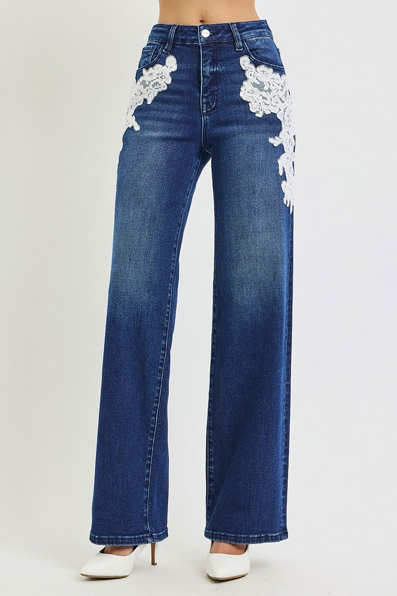 PW20009 - Opaline Lace Jeans-04-Bottoms-Risen Jeans-Krista Anne's Boutique, Women's Fashion and Accessories Located in Oklahoma City, OK and Black Mountain, NC