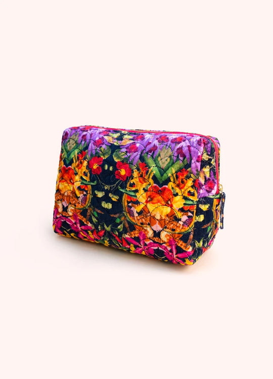 QWB10 - Botanical Kaleidoscope Quilted Velvet Washbag-09-Accessories-Powder-Krista Anne's Boutique, Women's Fashion and Accessories Located in Oklahoma City, OK and Black Mountain, NC