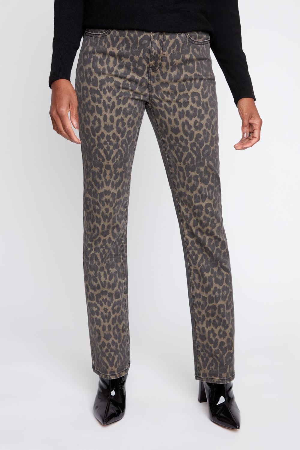 R10002-E2008SP - Leopard Print Narrow Leg Pant-04-Bottoms-Renuar-Krista Anne's Boutique, Women's Fashion and Accessories Located in Oklahoma City, OK and Black Mountain, NC