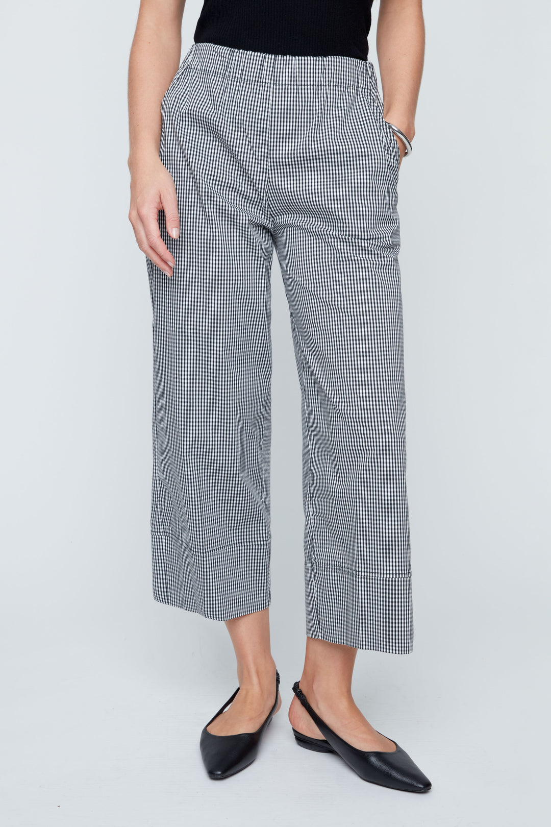 R11015-438 - Gingham Wide Leg Crop Pant-04-Bottoms-Renuar-Krista Anne's Boutique, Women's Fashion and Accessories Located in Oklahoma City, OK and Black Mountain, NC
