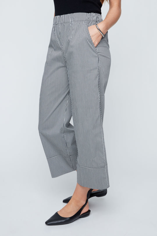R11015-438 - Gingham Wide Leg Crop Pant-04-Bottoms-Renuar-Krista Anne's Boutique, Women's Fashion and Accessories Located in Oklahoma City, OK and Black Mountain, NC