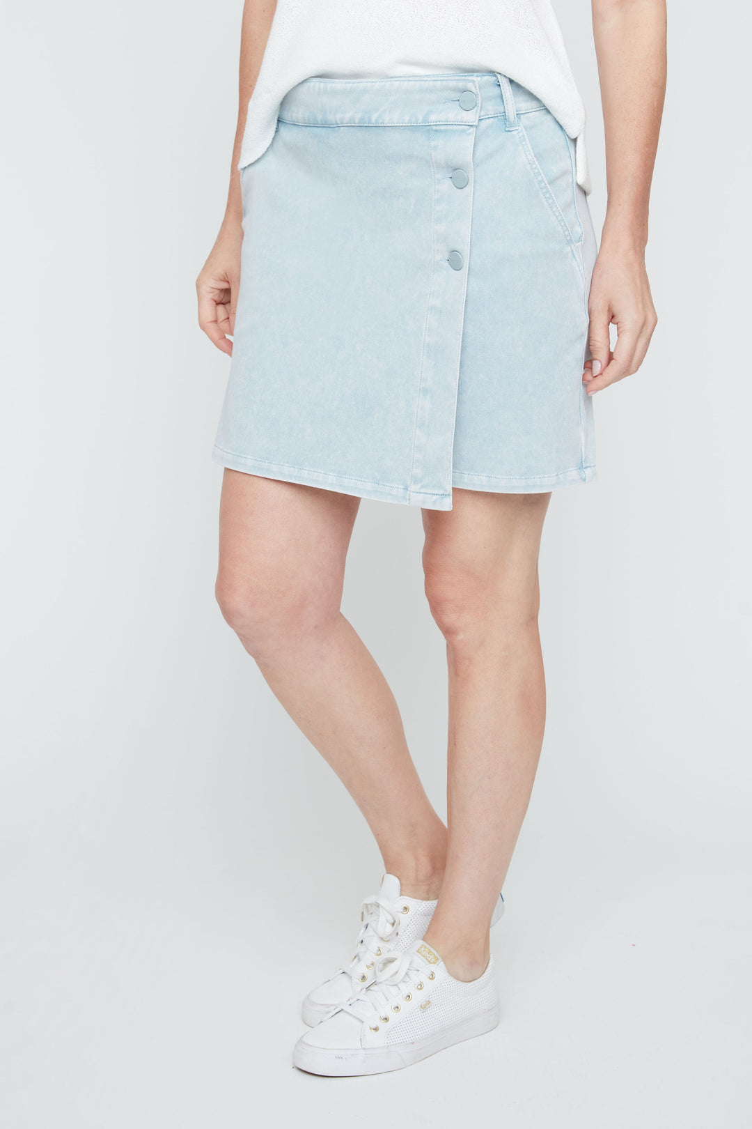 R2546K-E3020 - Denim Skort-04-Bottoms-Renuar-Krista Anne's Boutique, Women's Fashion and Accessories Located in Oklahoma City, OK and Black Mountain, NC