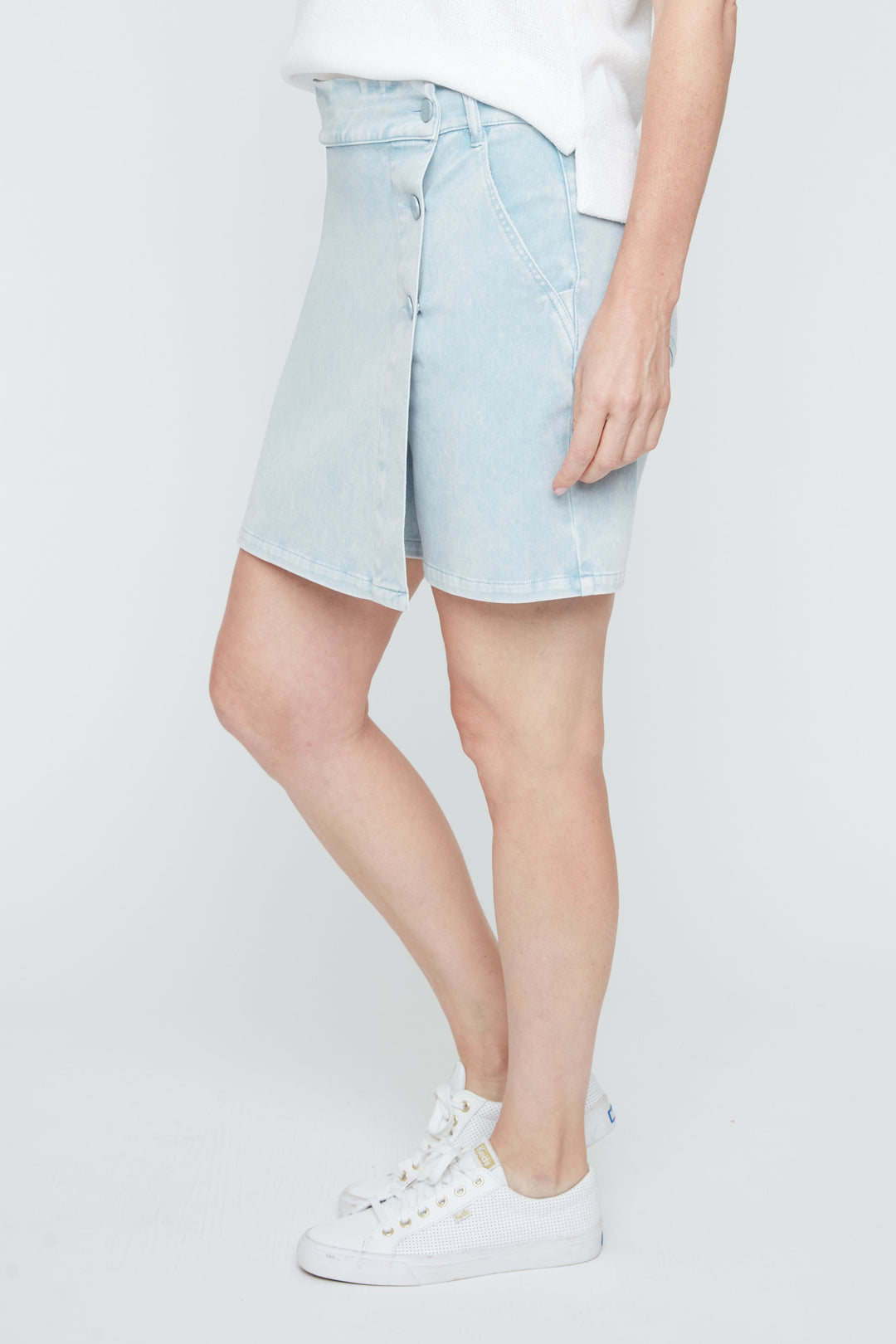 R2546K-E3020 - Denim Skort-04-Bottoms-Renuar-Krista Anne's Boutique, Women's Fashion and Accessories Located in Oklahoma City, OK and Black Mountain, NC