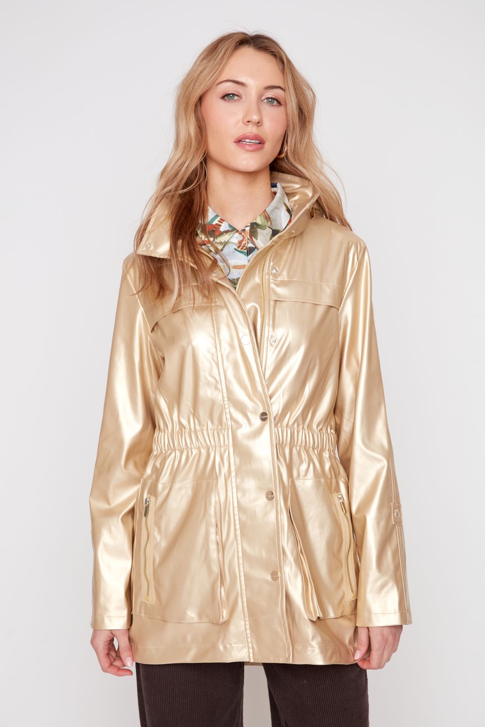 R3859L-E2183 - Metallic Raincoat-01-Jackets/Blazers-Renuar-Krista Anne's Boutique, Women's Fashion and Accessories Located in Oklahoma City, OK and Black Mountain, NC