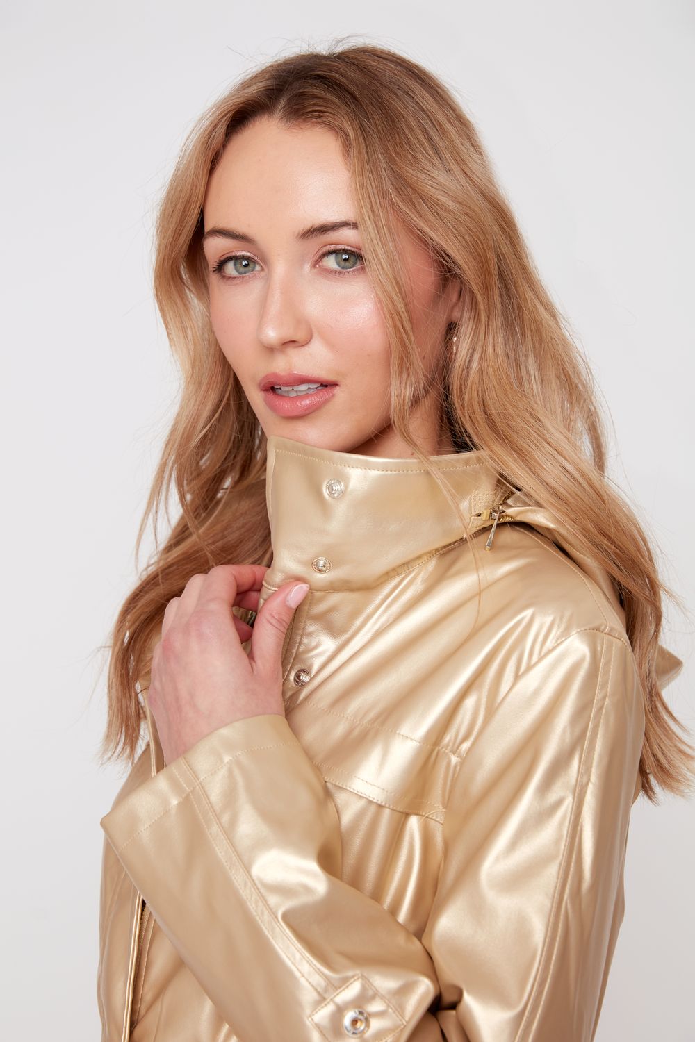 R3859L-E2183 - Metallic Raincoat-01-Jackets/Blazers-Renuar-Krista Anne's Boutique, Women's Fashion and Accessories Located in Oklahoma City, OK and Black Mountain, NC