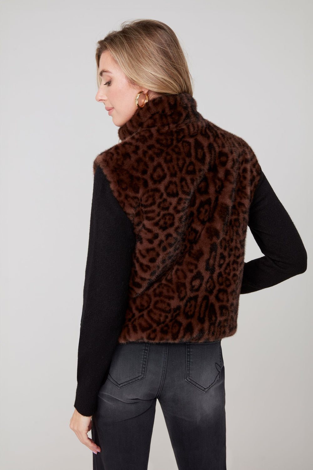R3879L - Faux Fur Cropped Vest-01-Jackets/Blazers-Renuar-Krista Anne's Boutique, Women's Fashion and Accessories Located in Oklahoma City, OK and Black Mountain, NC