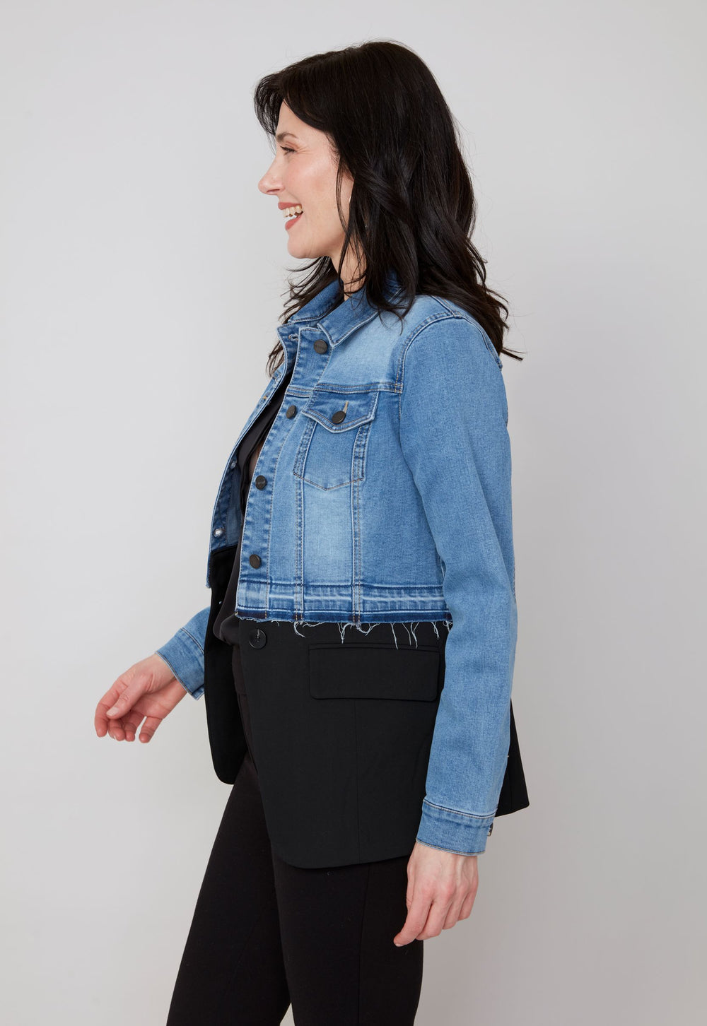R3919HL - Jean Jacket/Blazer Hybrid-01-Jackets/Blazers-Renuar-Krista Anne's Boutique, Women's Fashion and Accessories Located in Oklahoma City, OK and Black Mountain, NC