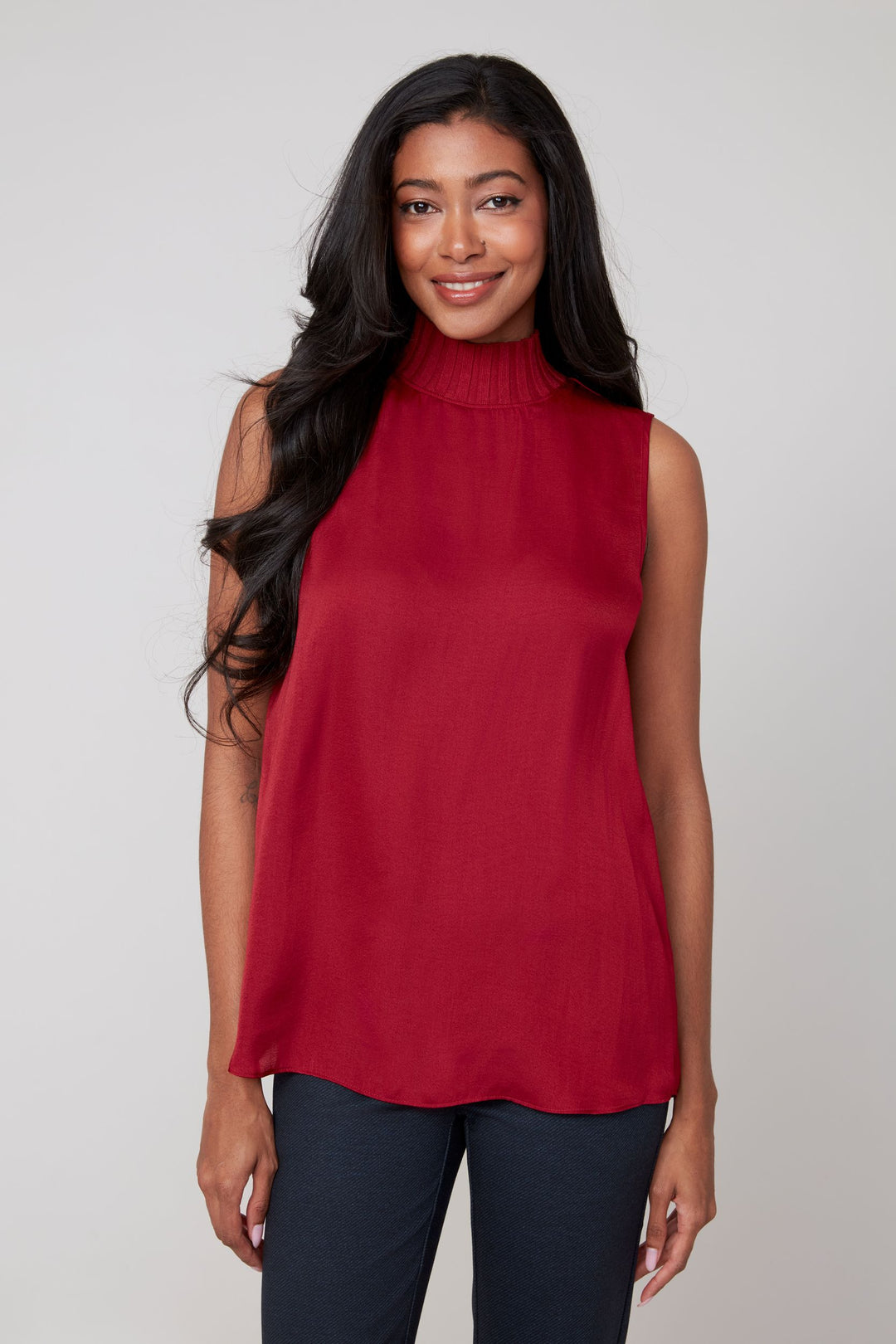 R5118 - Sleeveless Mock Knit Top-03-Tees/Tanks-Renuar-Krista Anne's Boutique, Women's Fashion and Accessories Located in Oklahoma City, OK and Black Mountain, NC