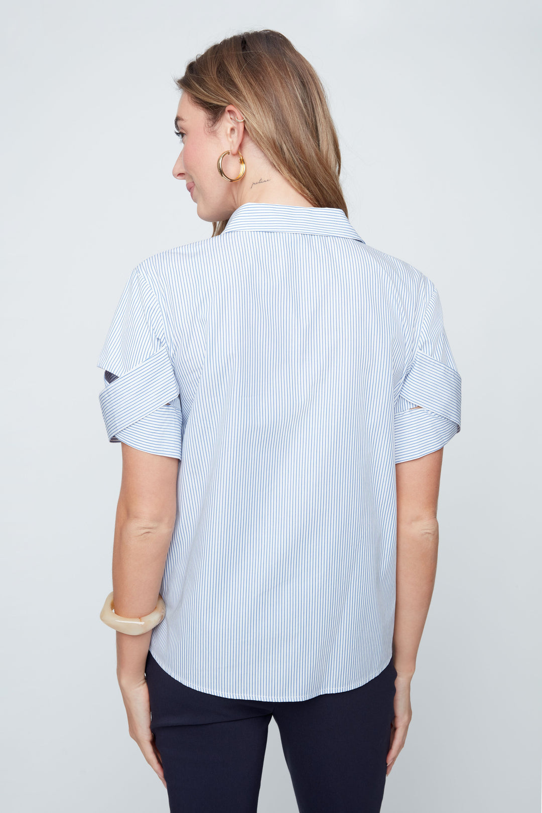 R5257-878 - Criss Cross Short Sleeve Top-02-Tops/Blouses-Renuar-Krista Anne's Boutique, Women's Fashion and Accessories Located in Oklahoma City, OK and Black Mountain, NC