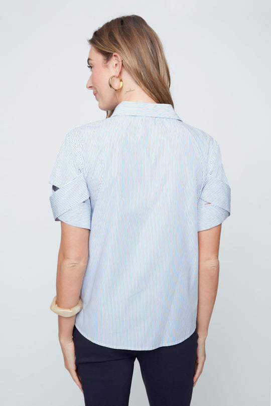 R5257-878 - Criss Cross Short Sleeve Top-02-Tops/Blouses-Renuar-Krista Anne's Boutique, Women's Fashion and Accessories Located in Oklahoma City, OK and Black Mountain, NC