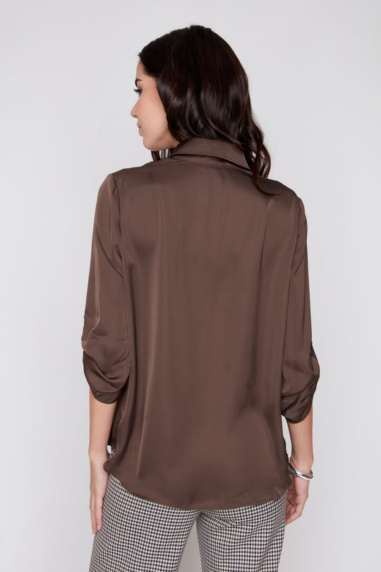R5265-465 - Johnny Collar Popover Blouse-02-Tops/Blouses-Renuar-Krista Anne's Boutique, Women's Fashion and Accessories Located in Oklahoma City, OK and Black Mountain, NC