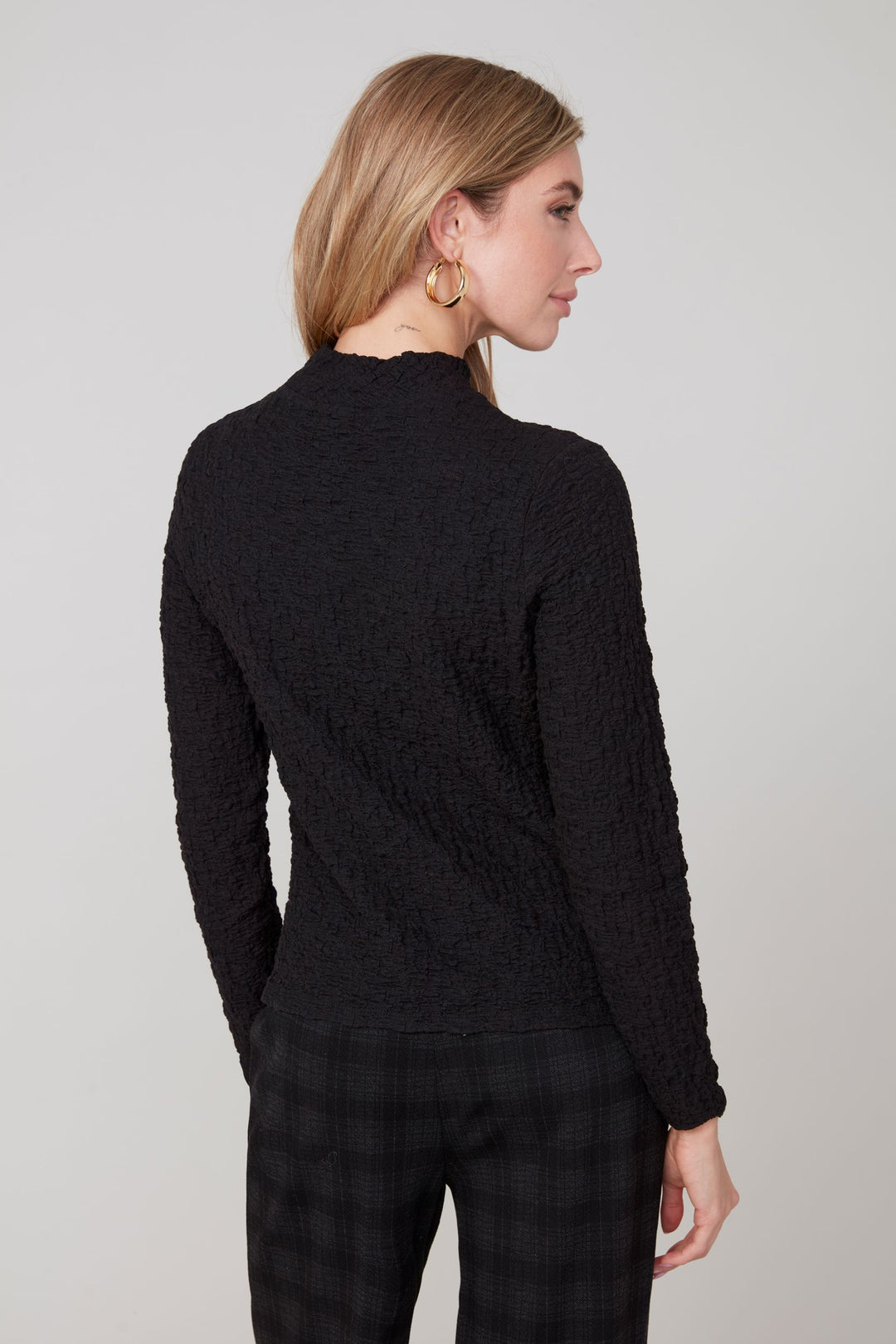 R7802 - Crinkle Mock Neck Top-02-Tops/Blouses-Renuar-Krista Anne's Boutique, Women's Fashion and Accessories Located in Oklahoma City, OK and Black Mountain, NC