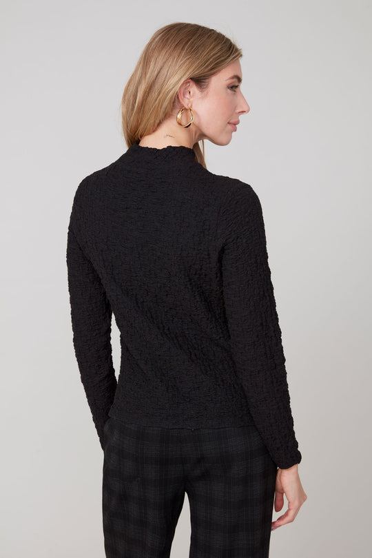 R7802 - Crinkle Mock Neck Top-02-Tops/Blouses-Renuar-Krista Anne's Boutique, Women's Fashion and Accessories Located in Oklahoma City, OK and Black Mountain, NC