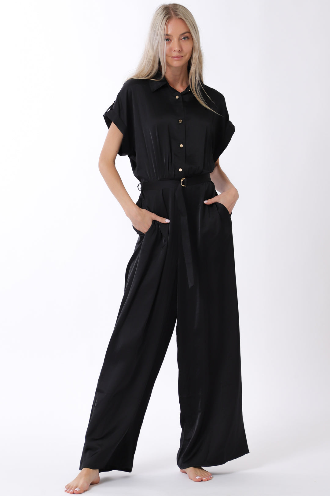 RA93201H - Wide Leg Satin Jumpsuit-06-Dresses/Jumpsuits-Aslan Rose-Krista Anne's Boutique, Women's Fashion and Accessories Located in Oklahoma City, OK and Black Mountain, NC
