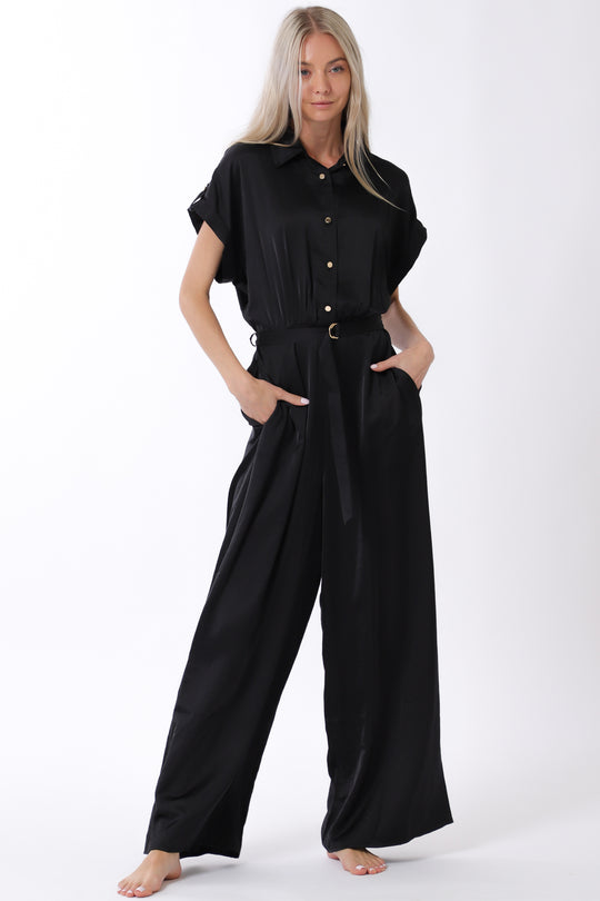 RA93201H - Wide Leg Satin Jumpsuit-06-Dresses/Jumpsuits-Aslan Rose-Krista Anne's Boutique, Women's Fashion and Accessories Located in Oklahoma City, OK and Black Mountain, NC