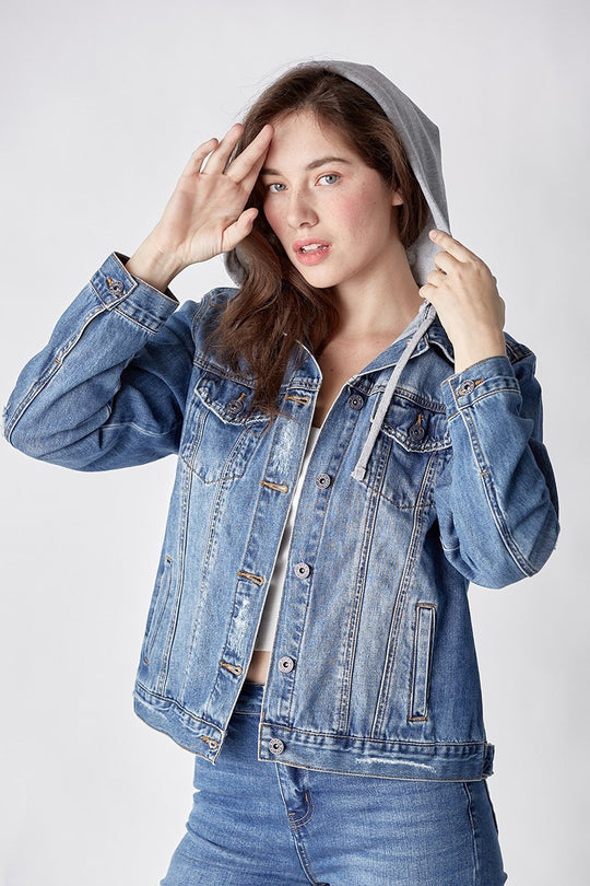 RDJ1104 - Relaxed Vintage Jacket w/ Hoodie-01-Jackets/Blazers-Risen Jeans-Krista Anne's Boutique, Women's Fashion and Accessories Located in Oklahoma City, OK and Black Mountain, NC