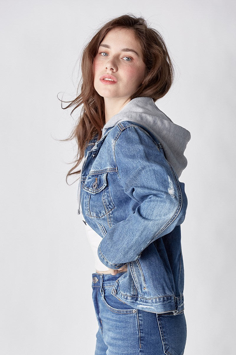 RDJ1104 - Relaxed Vintage Jacket w/ Hoodie-01-Jackets/Blazers-Risen Jeans-Krista Anne's Boutique, Women's Fashion and Accessories Located in Oklahoma City, OK and Black Mountain, NC