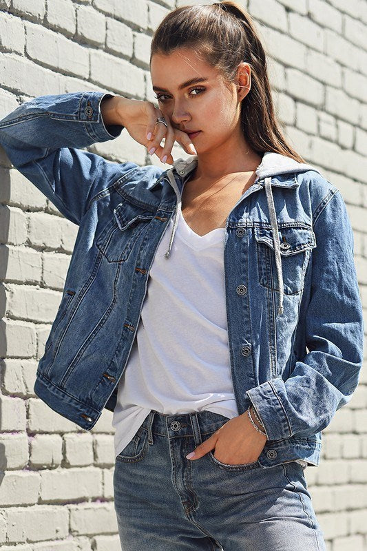 RDJ1104 - Relaxed Vintage Jacket w/ Hoodie-01-Jackets/Blazers-Risen Jeans-Krista Anne's Boutique, Women's Fashion and Accessories Located in Oklahoma City, OK and Black Mountain, NC