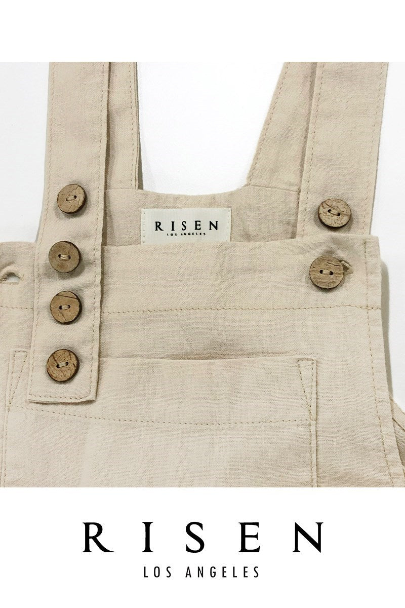 RDNP8037 - Wide Leg Linen Overalls-04-Bottoms-Risen Jeans-Krista Anne's Boutique, Women's Fashion and Accessories Located in Oklahoma City, OK and Black Mountain, NC