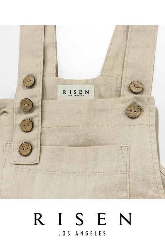 RDNP8037 - Wide Leg Linen Overalls-04-Bottoms-Risen Jeans-Krista Anne's Boutique, Women's Fashion and Accessories Located in Oklahoma City, OK and Black Mountain, NC