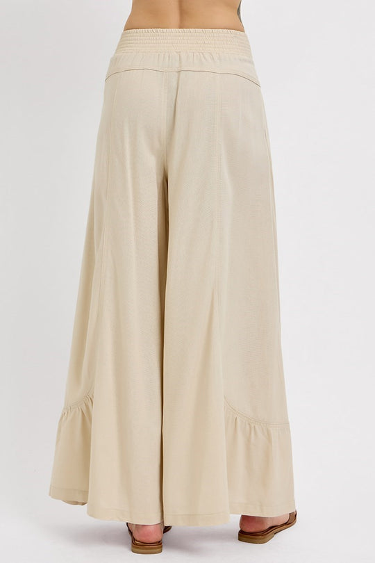 RDNP8065 - Shirring Detailed Pull On Linen Pant-04-Bottoms-Risen Jeans-Krista Anne's Boutique, Women's Fashion and Accessories Located in Oklahoma City, OK and Black Mountain, NC