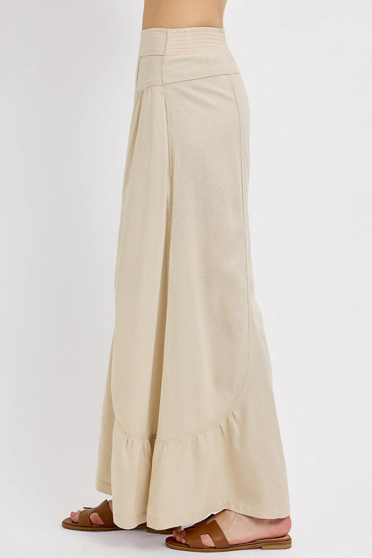 RDNP8065 - Shirring Detailed Pull On Linen Pant-04-Bottoms-Risen Jeans-Krista Anne's Boutique, Women's Fashion and Accessories Located in Oklahoma City, OK and Black Mountain, NC