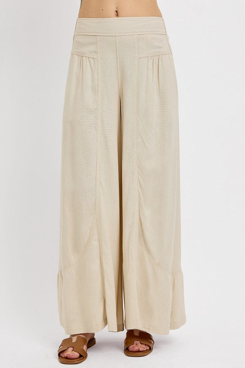 RDNP8065 - Shirring Detailed Pull On Linen Pant-04-Bottoms-Risen Jeans-Krista Anne's Boutique, Women's Fashion and Accessories Located in Oklahoma City, OK and Black Mountain, NC