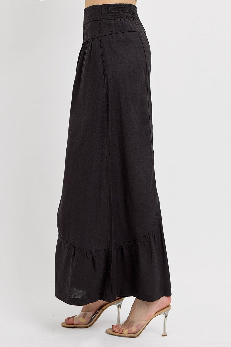 RDNP8065 - Shirring Detailed Pull On Linen Pant-04-Bottoms-Risen Jeans-Krista Anne's Boutique, Women's Fashion and Accessories Located in Oklahoma City, OK and Black Mountain, NC