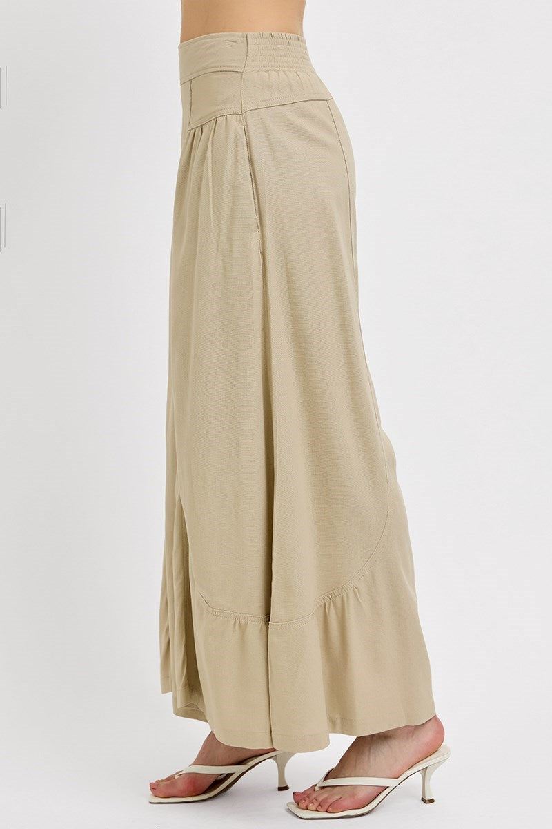 RDNP8065 - Shirring Detailed Pull On Linen Pant-04-Bottoms-Risen Jeans-Krista Anne's Boutique, Women's Fashion and Accessories Located in Oklahoma City, OK and Black Mountain, NC