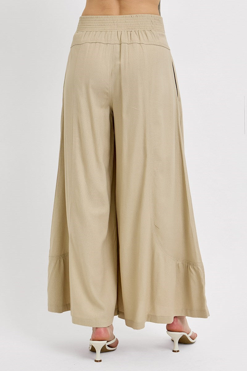 RDNP8065 - Shirring Detailed Pull On Linen Pant-04-Bottoms-Risen Jeans-Krista Anne's Boutique, Women's Fashion and Accessories Located in Oklahoma City, OK and Black Mountain, NC