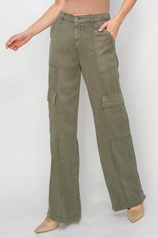 RDP5705 - Marigold Cargo Pants-04-Bottoms-Risen Jeans-Krista Anne's Boutique, Women's Fashion and Accessories Located in Oklahoma City, OK and Black Mountain, NC