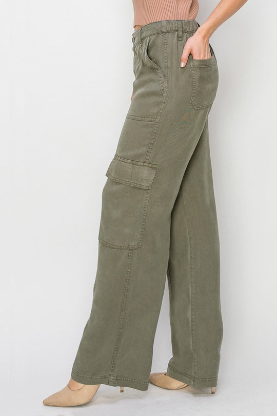 RDP5705 - Marigold Cargo Pants-04-Bottoms-Risen Jeans-Krista Anne's Boutique, Women's Fashion and Accessories Located in Oklahoma City, OK and Black Mountain, NC