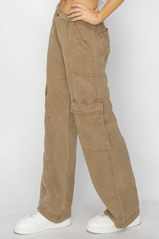 RDP5705 - Marigold Cargo Pants-04-Bottoms-Risen Jeans-Krista Anne's Boutique, Women's Fashion and Accessories Located in Oklahoma City, OK and Black Mountain, NC