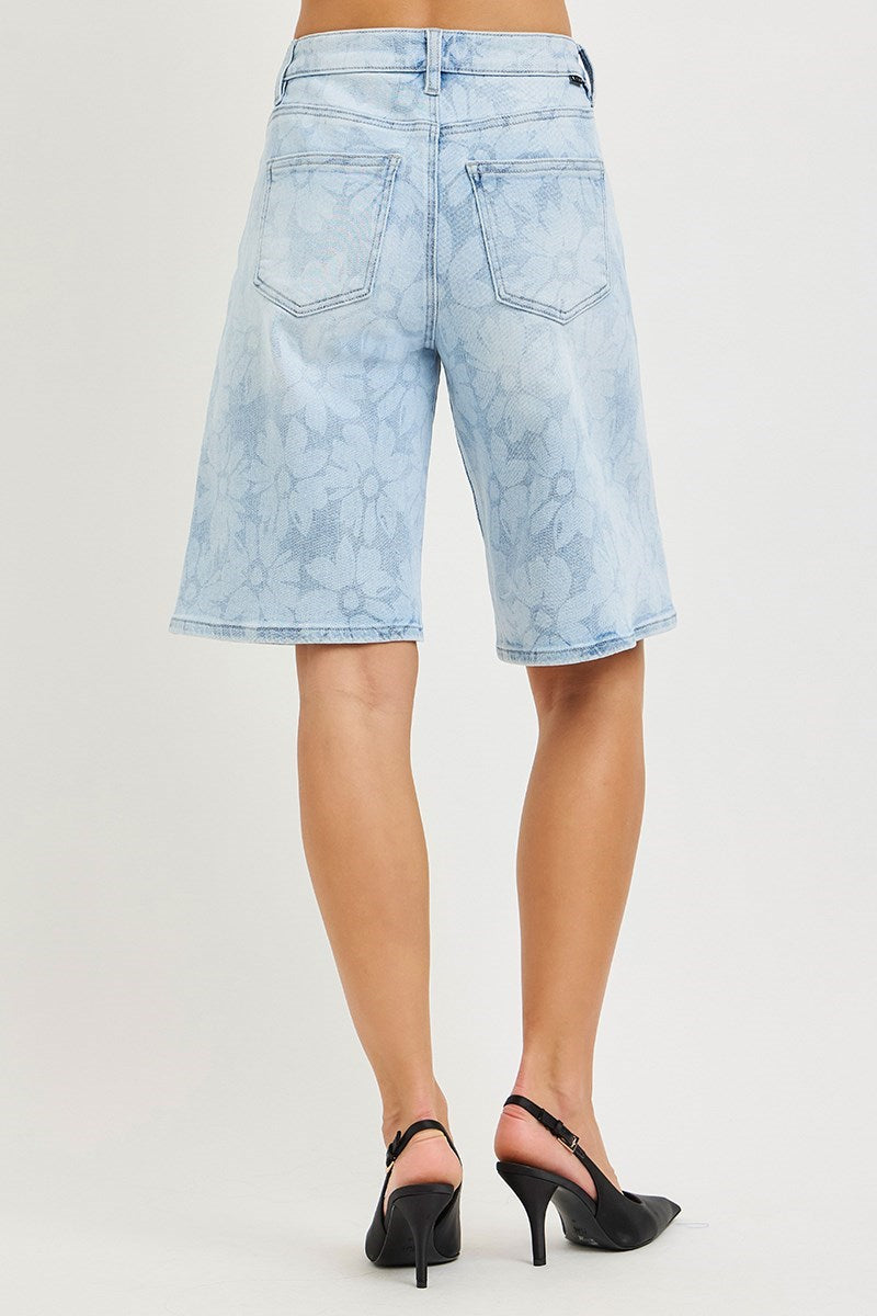 RDS6404 - Shadow Floral Bermuda Shorts-04-Bottoms-Risen Jeans-Krista Anne's Boutique, Women's Fashion and Accessories Located in Oklahoma City, OK and Black Mountain, NC