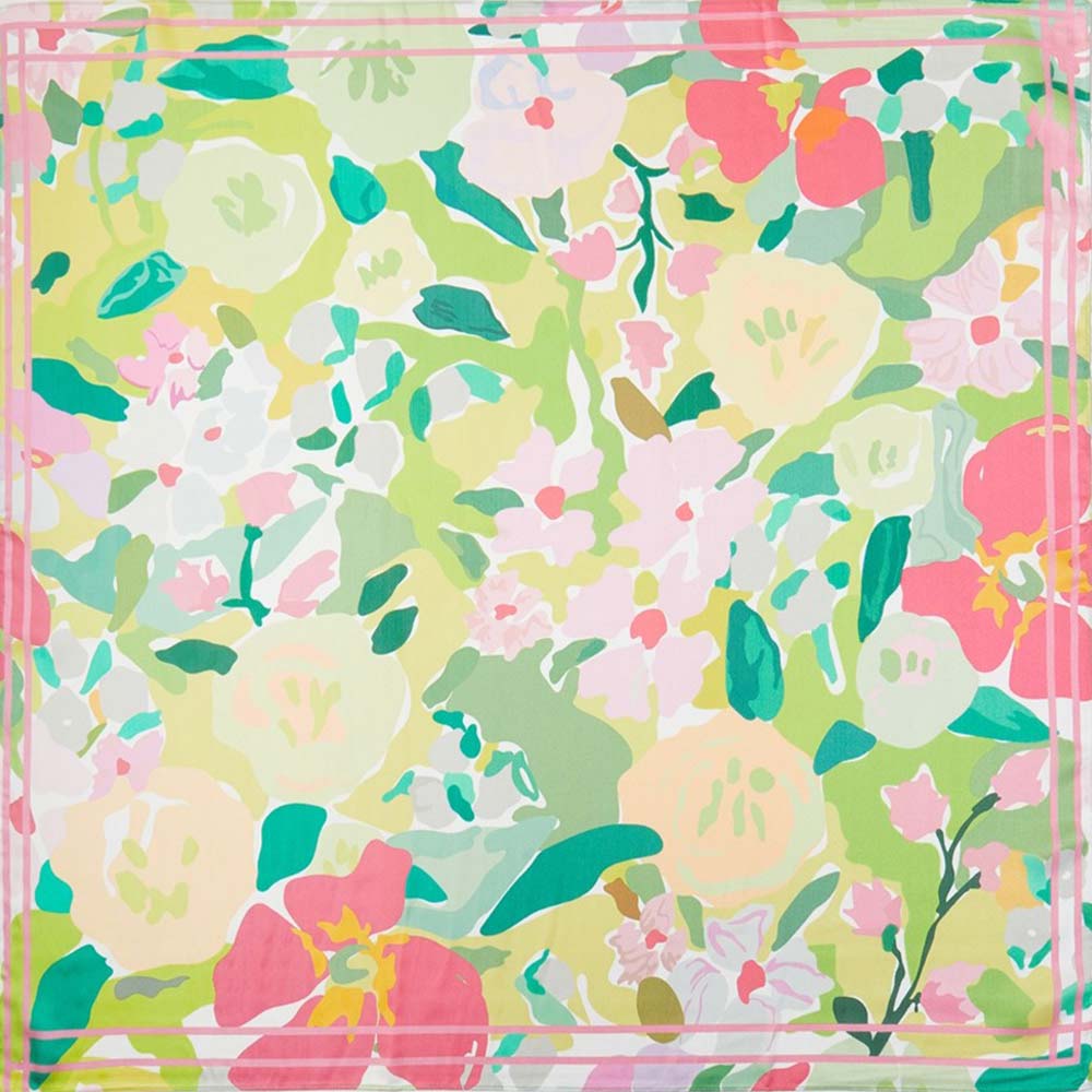 S0134 - Abstract Garden Print Square Scarf-09-Accessories-Wona Trading, Inc.-Krista Anne's Boutique, Women's Fashion and Accessories Located in Oklahoma City, OK and Black Mountain, NC