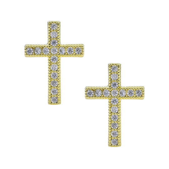 SEE5671 - Pave Cross Stud Earrings-10-Jewelry-Wona Trading, Inc.-Krista Anne's Boutique, Women's Fashion and Accessories Located in Oklahoma City, OK and Black Mountain, NC