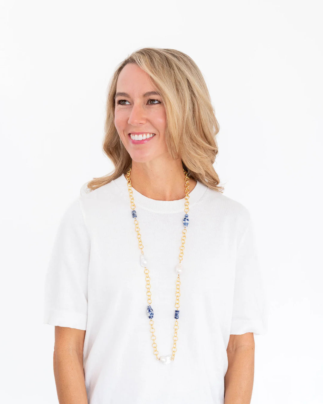 3304LG - 30" Porcelain & Baroque Pearl Chain Necklace-10-Jewelry-Susan Shaw-Krista Anne's Boutique, Women's Fashion and Accessories Located in Oklahoma City, OK and Black Mountain, NC