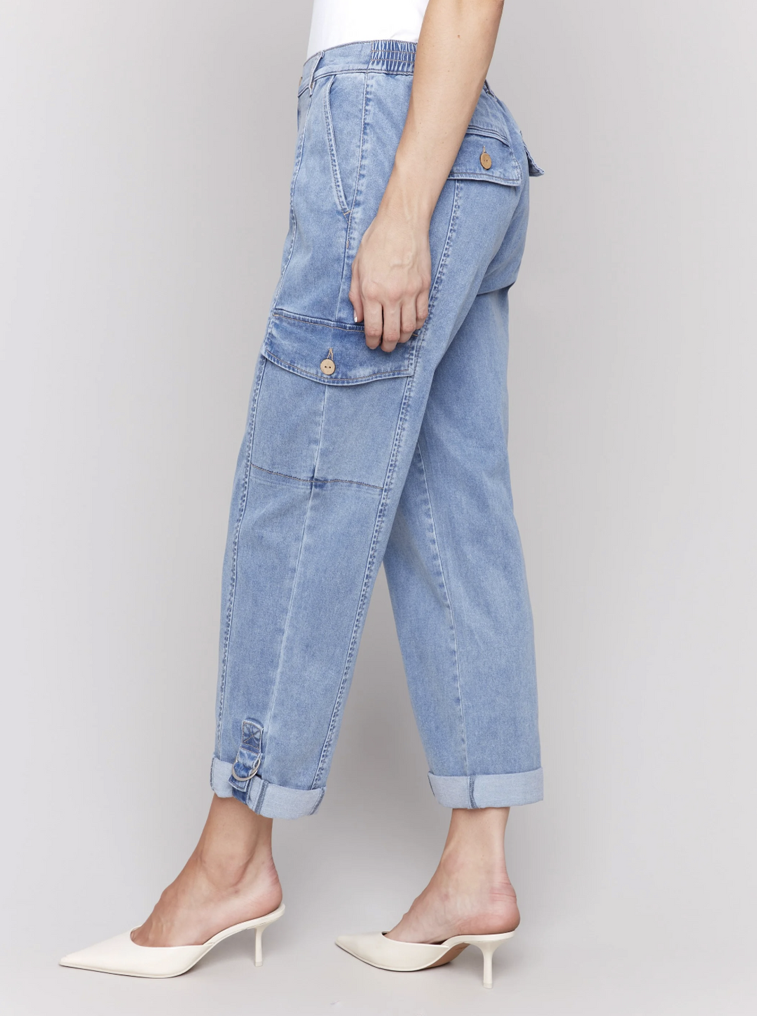 C5492R-911B - Stretch Tencel Cargo Pant-04-Bottoms-Charlie B.-Krista Anne's Boutique, Women's Fashion and Accessories Located in Oklahoma City, OK and Black Mountain, NC