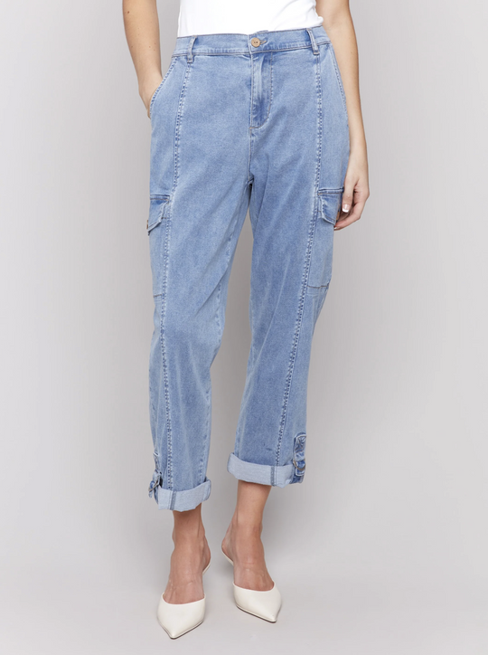 C5492R-911B - Stretch Tencel Cargo Pant-04-Bottoms-Charlie B.-Krista Anne's Boutique, Women's Fashion and Accessories Located in Oklahoma City, OK and Black Mountain, NC